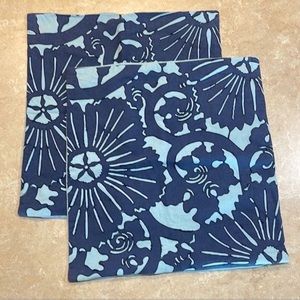 Loloi Pillow Cover 18”x18” Blue Abstract Appliqué Coastal Square